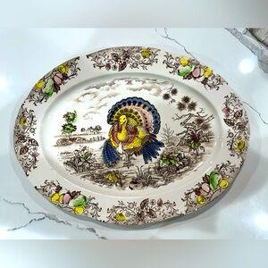 Vintage Turkey Transferware Platter 18.5 x 14